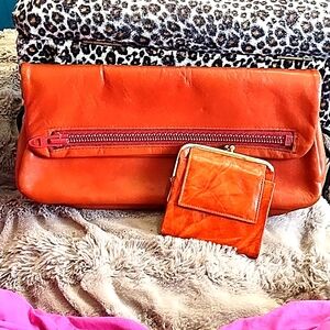 Vintage Leather clutch with matching wallet...